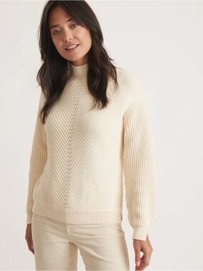 Marine Layer Wool Blend Mock Turtleneck Sweater Ivory XL NWT